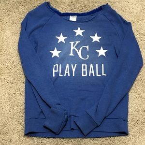 VS Pink KC Royals Off the Shoulder Sweatshirt